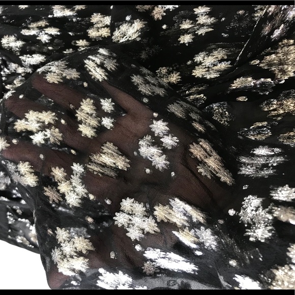 •REBECCA TAYLOR• Black Sheer Metallic Silver Top - Picture 4 of 8